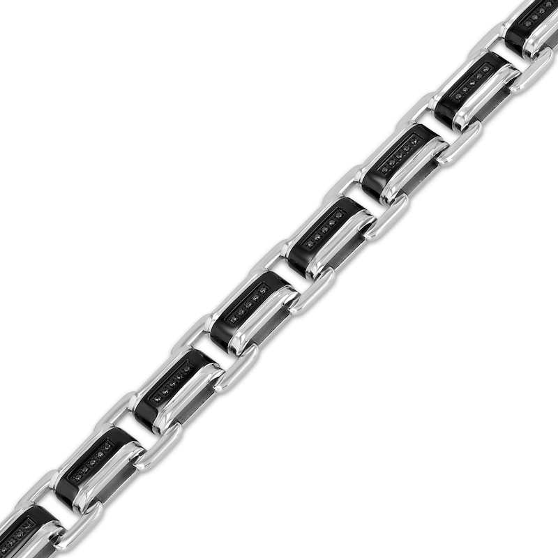 Main Image 2 of Men's Black Diamond Link Bracelet 1/4 ct tw Stainless Steel & Black Ion Plating 8.5&quot;