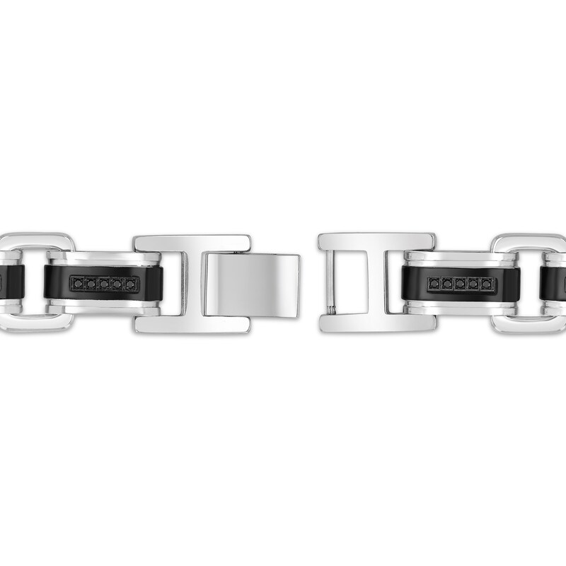 Main Image 3 of Men's Black Diamond Link Bracelet 1/4 ct tw Stainless Steel & Black Ion Plating 8.5&quot;