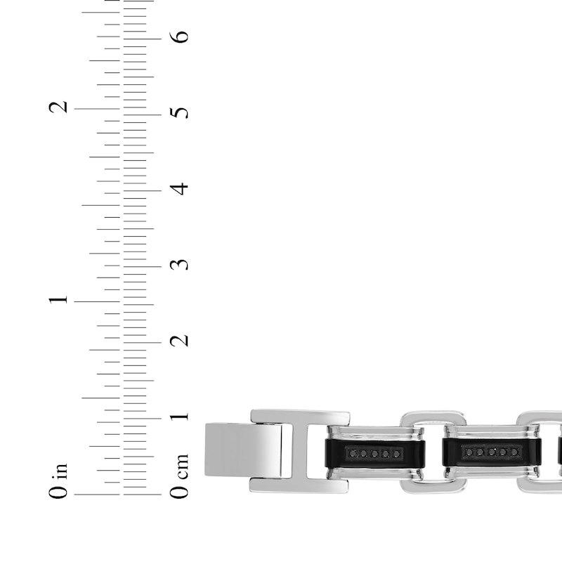 Main Image 5 of Men's Black Diamond Link Bracelet 1/4 ct tw Stainless Steel & Black Ion Plating 8.5&quot;