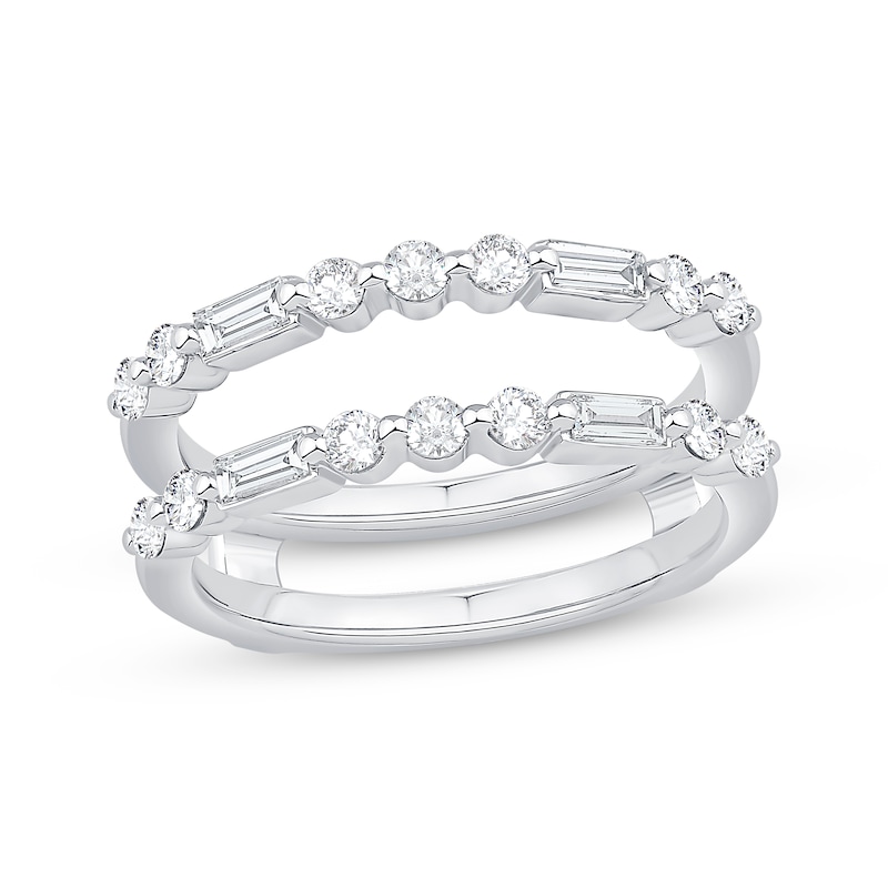 Main Image 1 of Now + Forever Baguette & Round-Cut Diamond Enhancer Ring 3/4 ct tw 14K White Gold