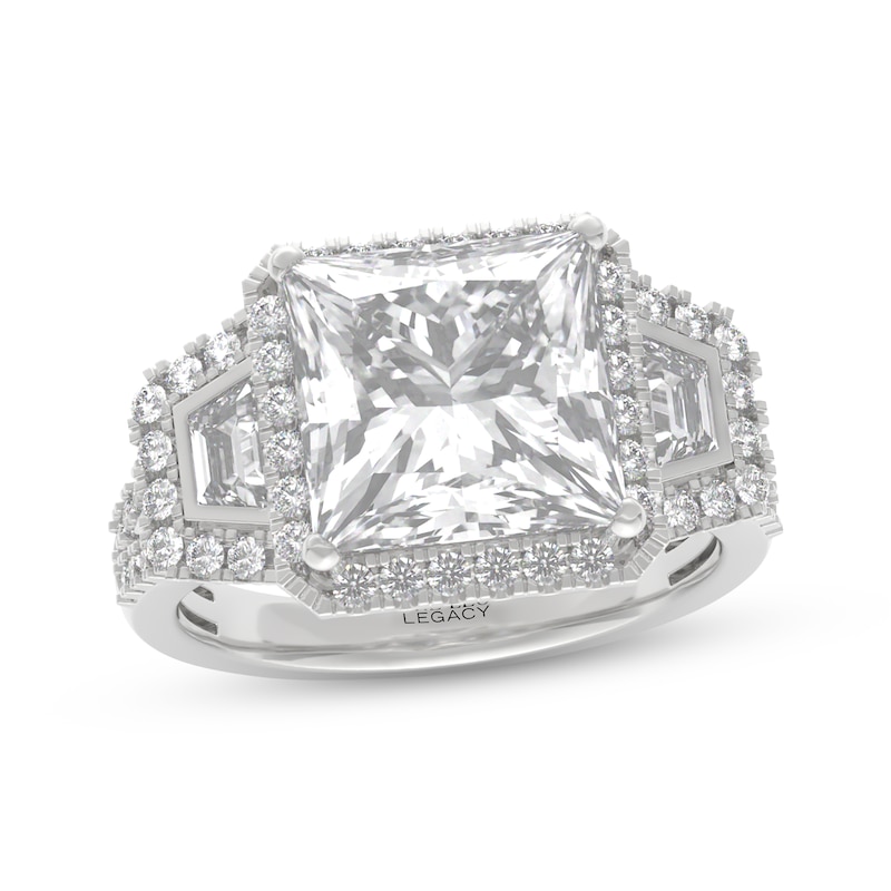 Main Image 4 of THE LEO Legacy Lab-Grown Diamond Princess-Cut Halo Engagement Ring 4-7/8 ct tw 14K White Gold