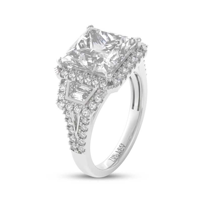Main Image 5 of THE LEO Legacy Lab-Grown Diamond Princess-Cut Halo Engagement Ring 4-7/8 ct tw 14K White Gold