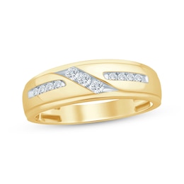 Now + Forever Men's Diamond Wedding Band 1/4 ct tw 10K Yellow Gold