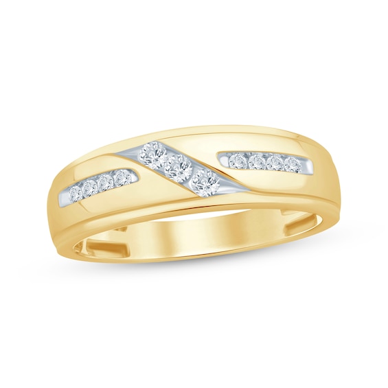 Now + Forever Men's Diamond Wedding Band 1/4 ct tw 10K Yellow Gold