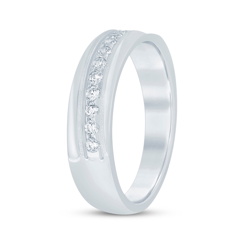 Main Image 2 of Now + Forever Men's Diamond Diagonal Wedding Band 1/3 ct tw 10K White Gold