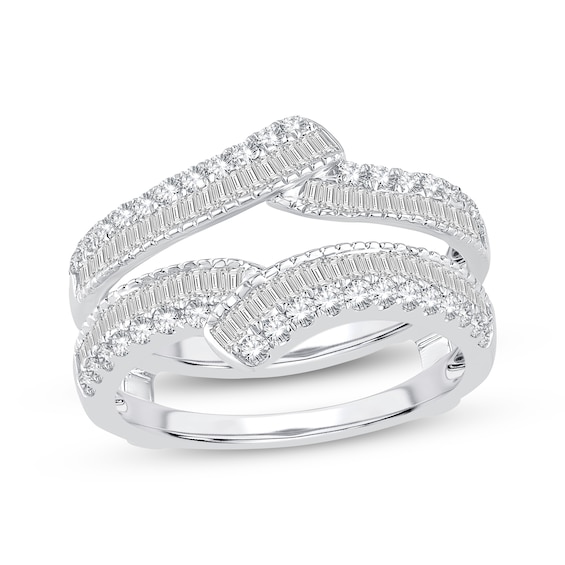 Now + Forever Round & Baguette-Cut Diamond Enhancer Ring 3/4 ct tw 14K White Gold