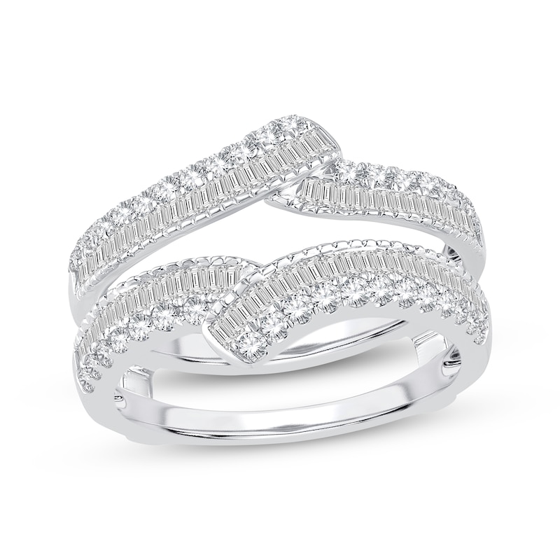 Main Image 1 of Now + Forever Round & Baguette-Cut Diamond Enhancer Ring 3/4 ct tw 14K White Gold