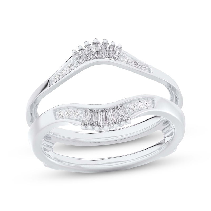 Main Image 1 of Now + Forever Baguette & Round-Cut Diamond Enhancer Ring 1/4 ct tw 14K White Gold