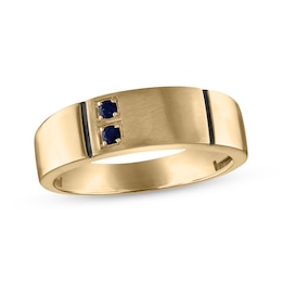 Now + Forever Men's Blue Sapphire Wedding Band 10K Yellow Gold
