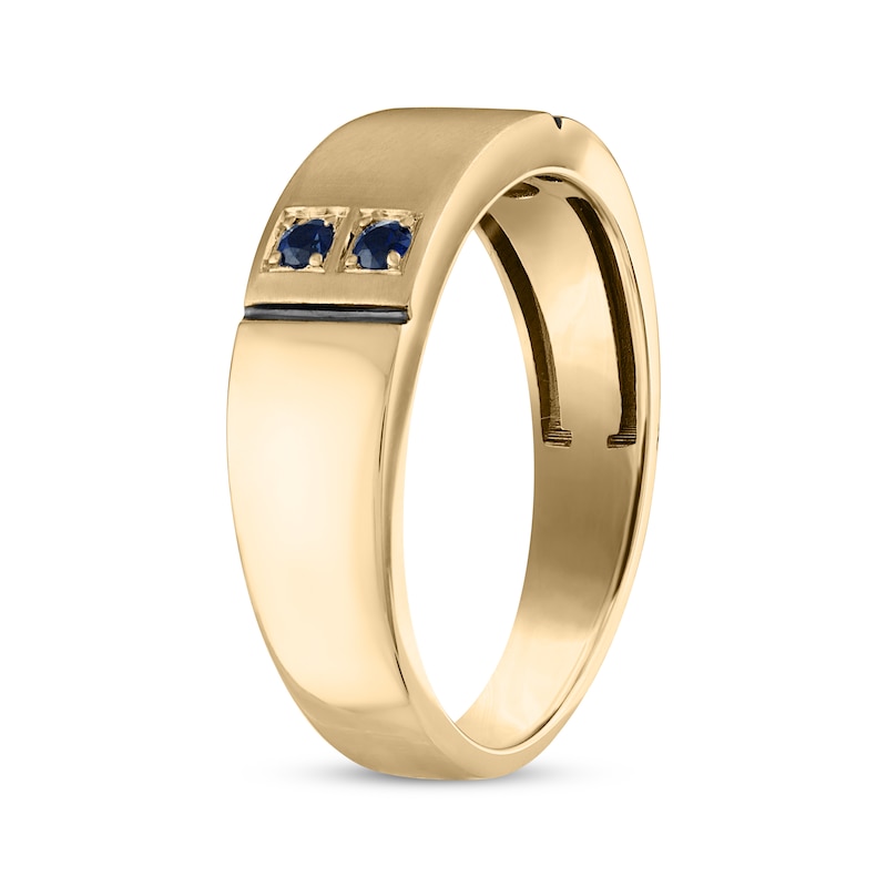 Men's Blue Sapphire Wedding Band 10K Yellow Gold