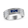 Thumbnail Image 1 of Now + Forever Men's Square-Cut Blue Sapphire & Diamond Wedding Band 1/5 ct tw 10K White Gold