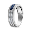 Thumbnail Image 2 of Now + Forever Men's Square-Cut Blue Sapphire & Diamond Wedding Band 1/5 ct tw 10K White Gold