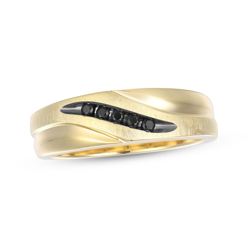 Main Image 1 of Now + Forever Men's Black Diamond Wedding Band 1/15 ct tw 10K Yellow Gold