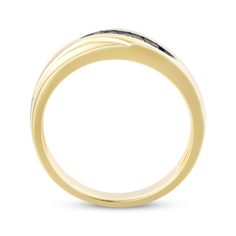 Main Image 3 of Now + Forever Men's Black Diamond Wedding Band 1/15 ct tw 10K Yellow Gold