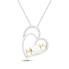 Thumbnail Image 0 of Cultured Pearl & White Lab-Created Sapphire "Mom" Double Heart Necklace Sterling Silver & 10K Yellow Gold 18"