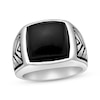 Thumbnail Image 1 of Men's Black Square Agate Ring Stainless Steel