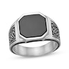 Thumbnail Image 0 of Men's Black Octagon Agate Ring Stainless Steel