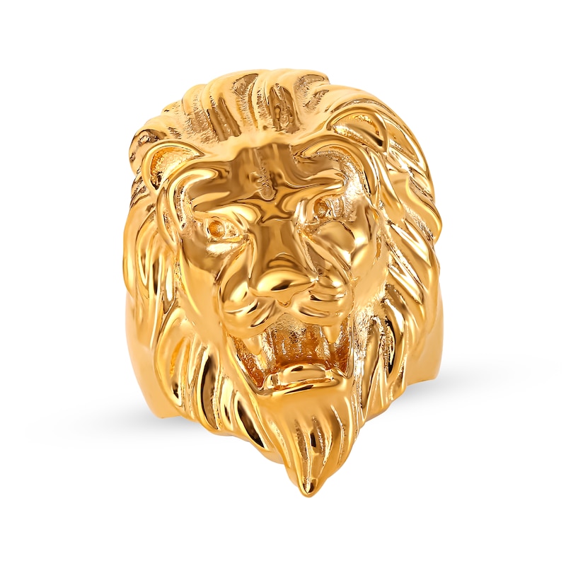 Lion's Head Ring Yellow Ion-Plated Stainless Steel