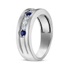 Thumbnail Image 1 of Men's Blue Sapphire & Diamond Wedding Band 1/4 ct tw 10K White Gold