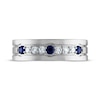 Thumbnail Image 2 of Men's Blue Sapphire & Diamond Wedding Band 1/4 ct tw 10K White Gold