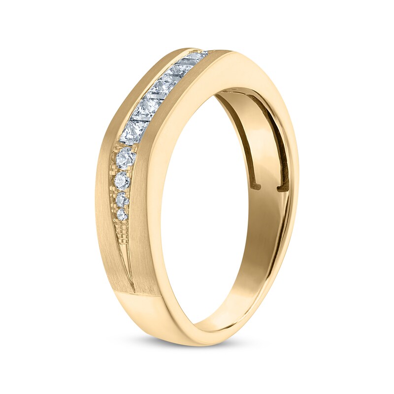 Main Image 2 of Now + Forever Men's Square & Round-Cut Diamond Wedding Band 5/8 ct tw 10K Yellow Gold
