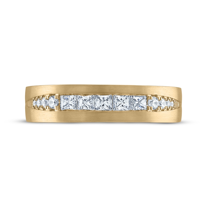 Main Image 3 of Now + Forever Men's Square & Round-Cut Diamond Wedding Band 5/8 ct tw 10K Yellow Gold