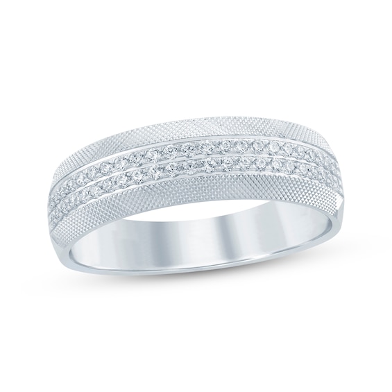 Now + Forever Men's Round-Cut Diamond Mesh Pattern Band 1/3 ct tw 10K White Gold