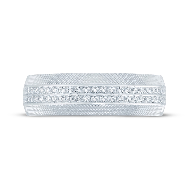 Main Image 3 of Now + Forever Men's Round-Cut Diamond Mesh Pattern Band 1/3 ct tw 10K White Gold
