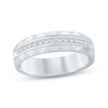 Thumbnail Image 1 of Now + Forever Men's Round-Cut Diamond Patterned Wedding Band 1/4 ct tw 10K White Gold
