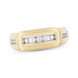 Now + Forever Men's Diamond Angled Wedding Band 1/4 ct tw 10K Yellow Gold