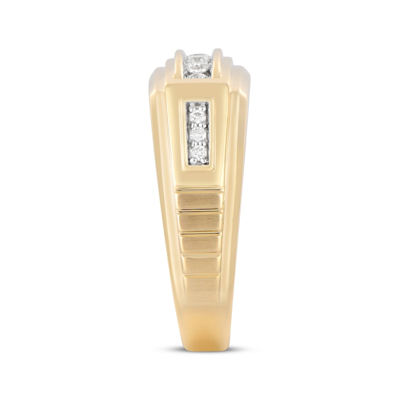 Main Image 2 of Now + Forever Men's Diamond Angled Wedding Band 1/4 ct tw 10K Yellow Gold