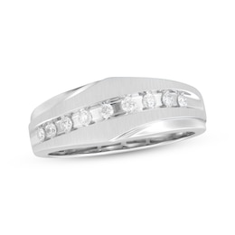 Now + Forever Men's Diamond Wedding Band 1/4 ct tw 10K White Gold