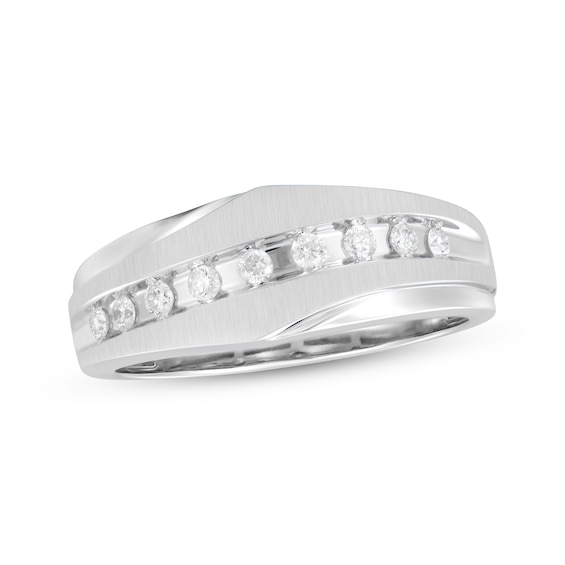 Now + Forever Men's Diamond Wedding Band 1/4 ct tw 10K White Gold