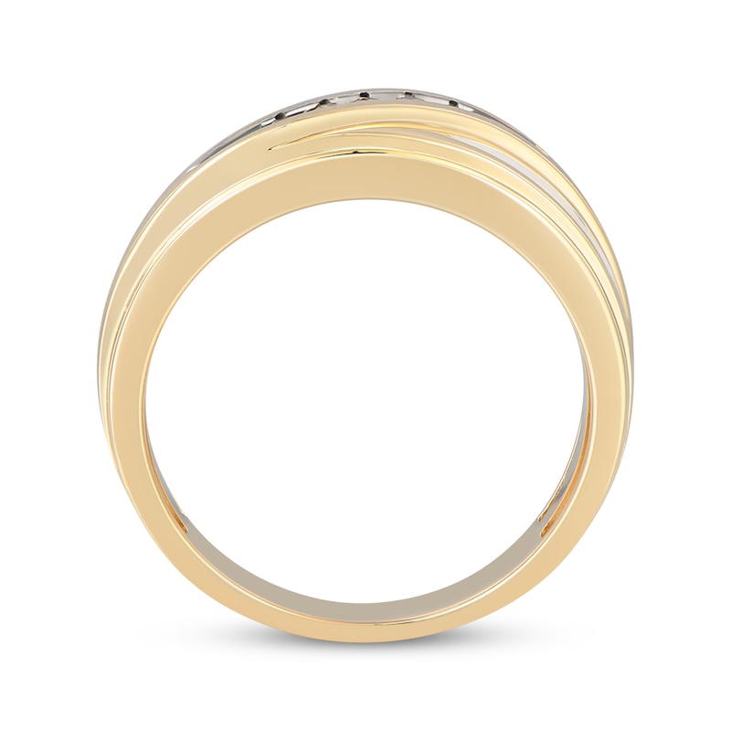 Men's Champagne & Black Diamond Wedding Band 1/6 ct tw 10K Yellow Gold