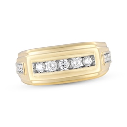 Now + Forever Men's Diamond Angled Wedding Band 1/2 ct tw 10K Yellow Gold