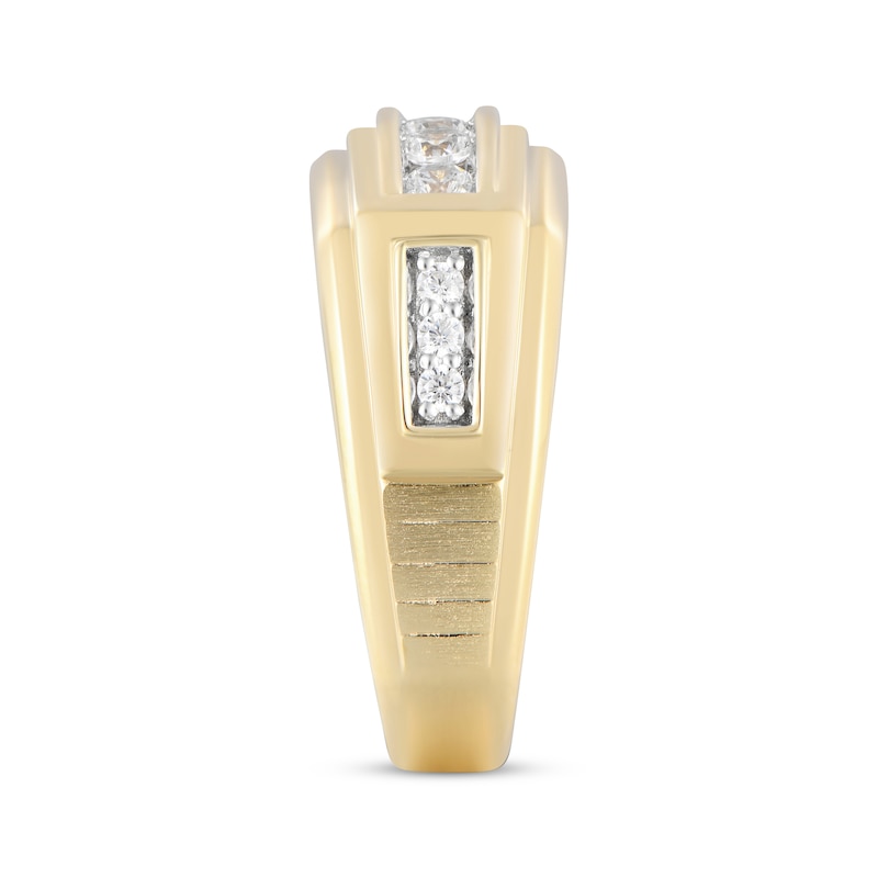 Main Image 2 of Now + Forever Men's Diamond Angled Wedding Band 1/2 ct tw 10K Yellow Gold