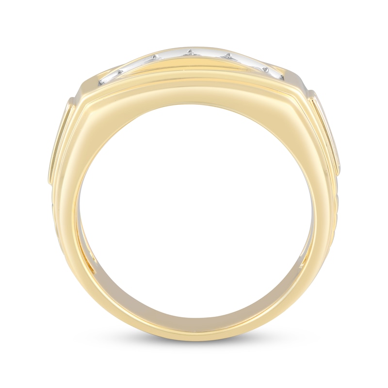 Main Image 3 of Now + Forever Men's Diamond Angled Wedding Band 1/2 ct tw 10K Yellow Gold