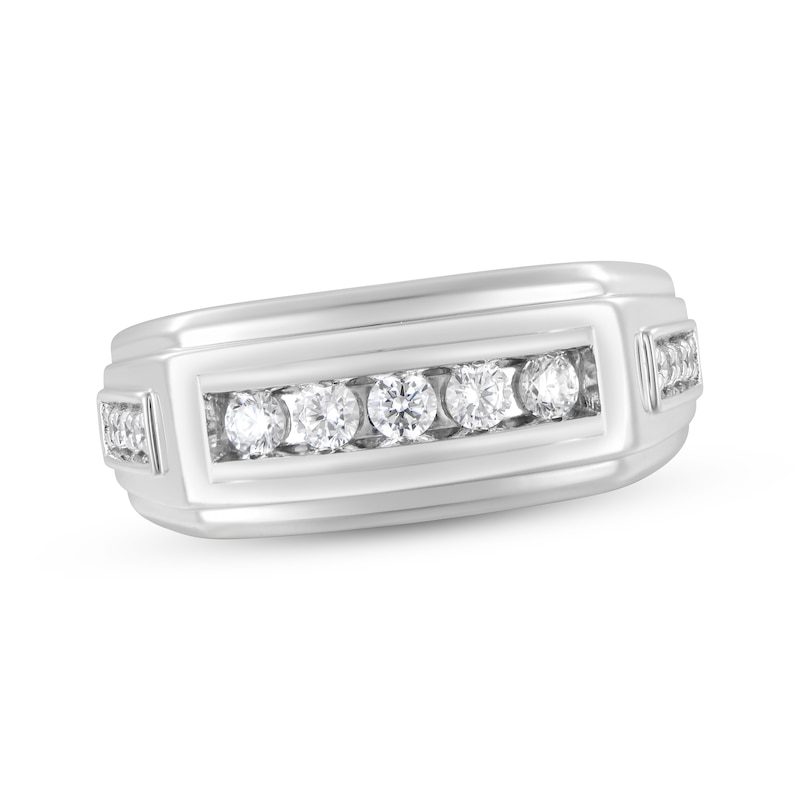 Main Image 1 of Now + Forever Men's Diamond Angled Wedding Band 1/2 ct tw 10K White Gold