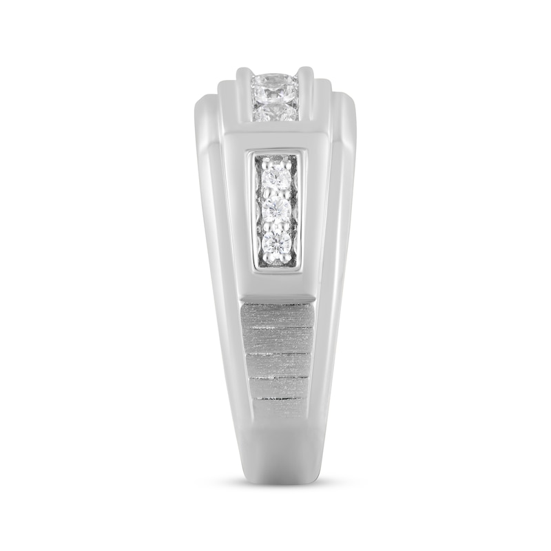 Main Image 2 of Now + Forever Men's Diamond Angled Wedding Band 1/2 ct tw 10K White Gold