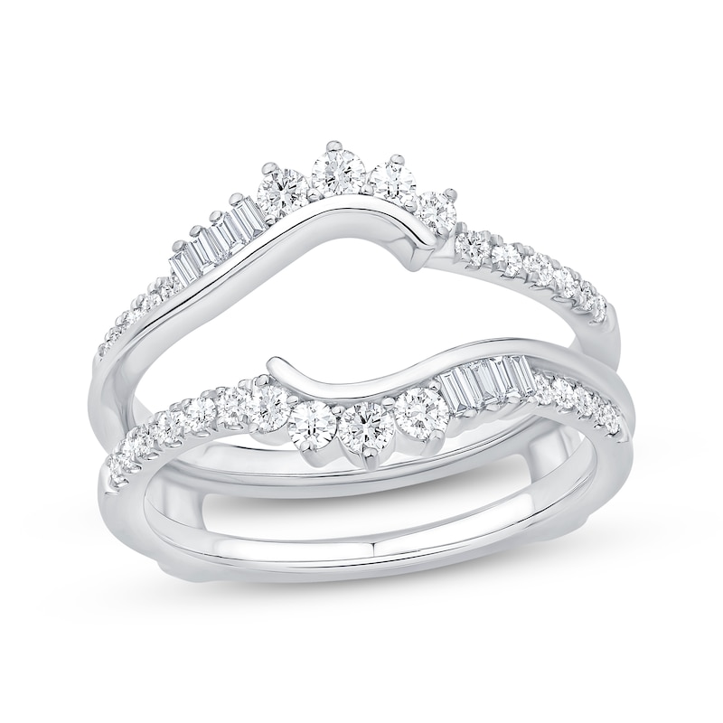 Main Image 1 of Now + Forever Baguette & Round-Cut Diamond Asymmetric Curve Enhancer Ring 1/2 ct tw 14K White Gold