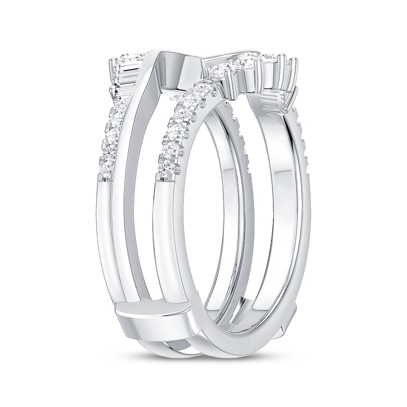 Main Image 2 of Now + Forever Baguette & Round-Cut Diamond Asymmetric Curve Enhancer Ring 1/2 ct tw 14K White Gold