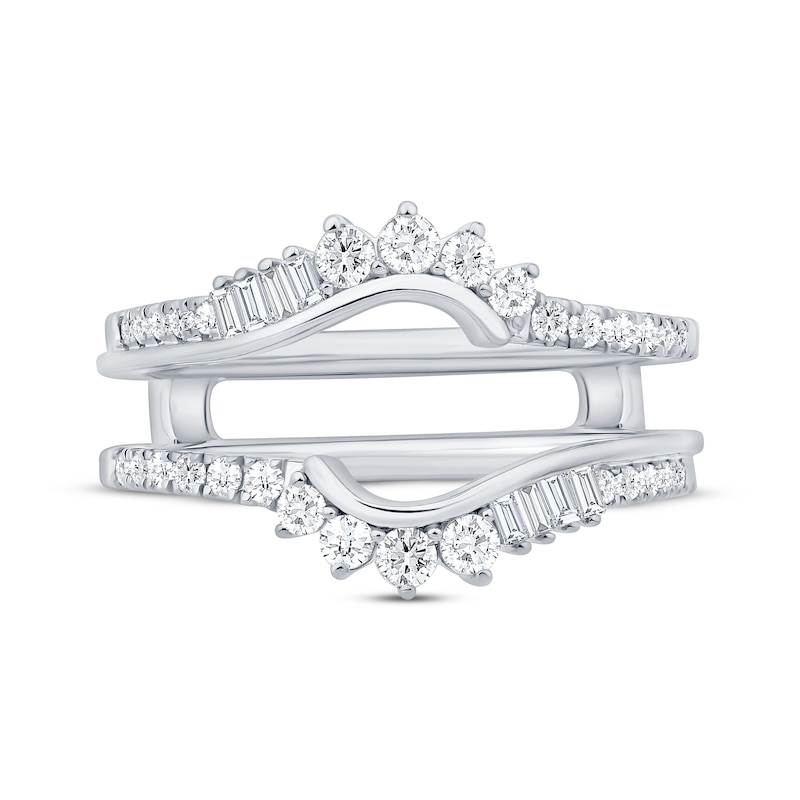 Main Image 3 of Now + Forever Baguette & Round-Cut Diamond Asymmetric Curve Enhancer Ring 1/2 ct tw 14K White Gold