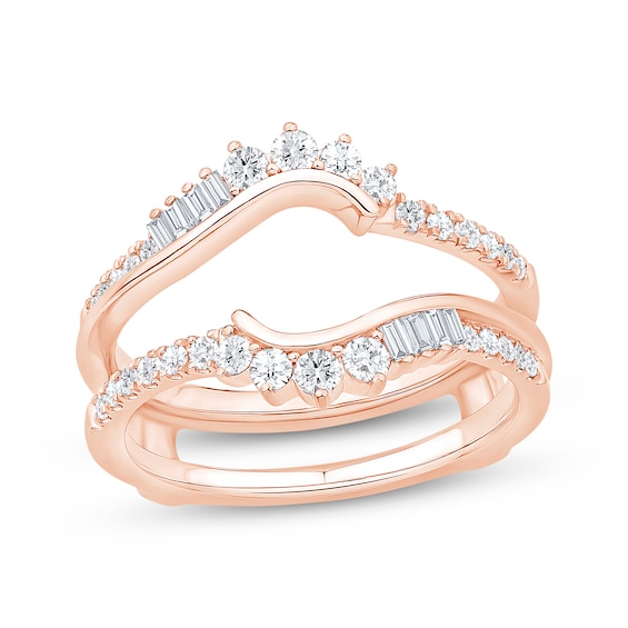 Now + Forever Baguette & Round-Cut Diamond Asymmetric Curve Enhancer Ring 1/2 ct tw 14K Rose Gold