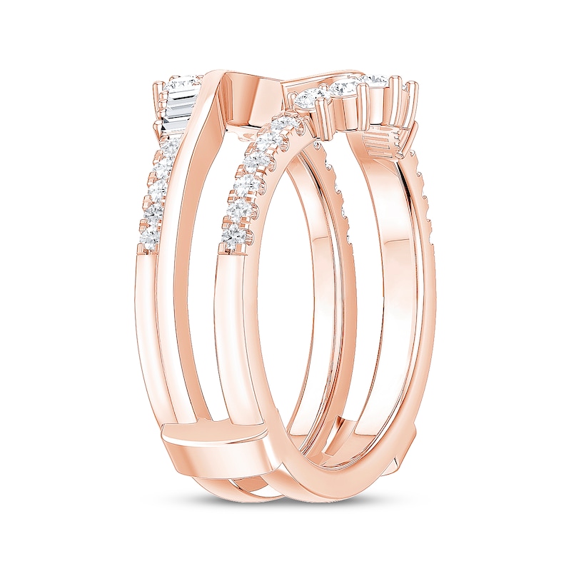 Main Image 2 of Now + Forever Baguette & Round-Cut Diamond Asymmetric Curve Enhancer Ring 1/2 ct tw 14K Rose Gold