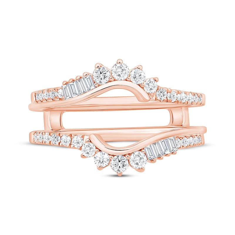 Main Image 3 of Now + Forever Baguette & Round-Cut Diamond Asymmetric Curve Enhancer Ring 1/2 ct tw 14K Rose Gold