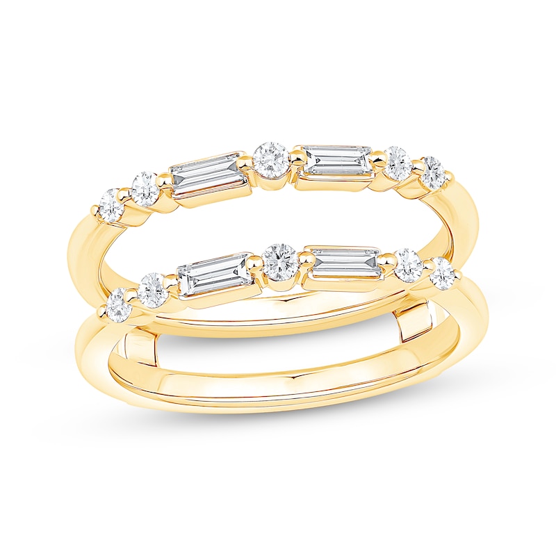 Main Image 1 of Now + Forever Baguette & Round-Cut Diamond Enhancer Ring 1/2 ct tw 14K Yellow Gold