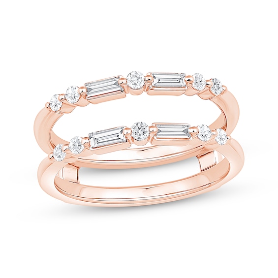 Baguette & Round-Cut Diamond Enhancer Ring 1/2 ct tw 14K Rose Gold