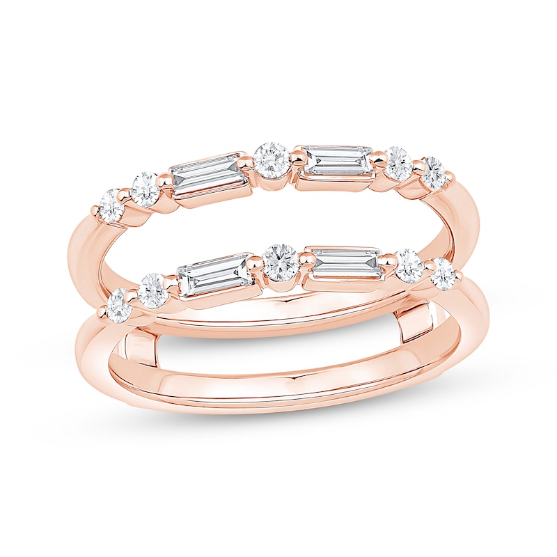 Main Image 1 of Now + Forever Baguette & Round-Cut Diamond Enhancer Ring 1/2 ct tw 14K Rose Gold