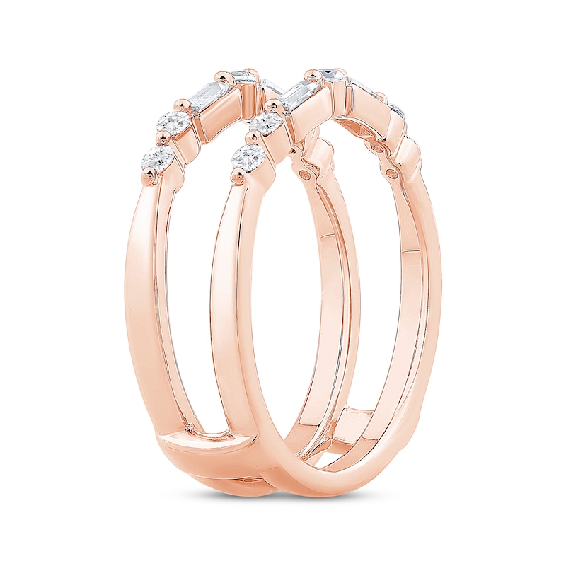 Main Image 2 of Now + Forever Baguette & Round-Cut Diamond Enhancer Ring 1/2 ct tw 14K Rose Gold