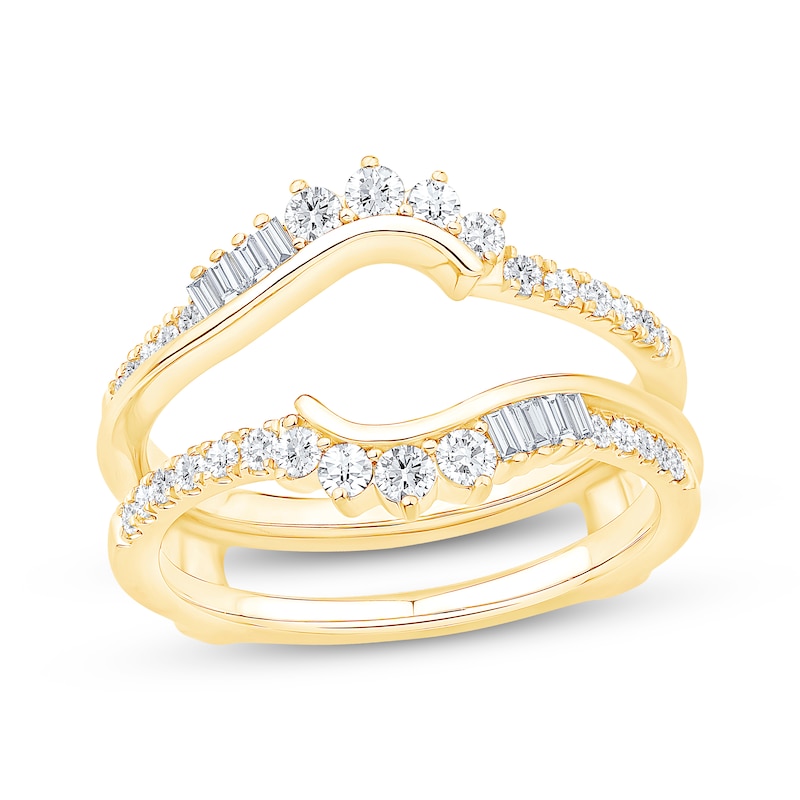 Main Image 1 of Now + Forever Baguette & Round-Cut Diamond Asymmetric Curve Enhancer Ring 1/2 ct tw 14K Yellow Gold